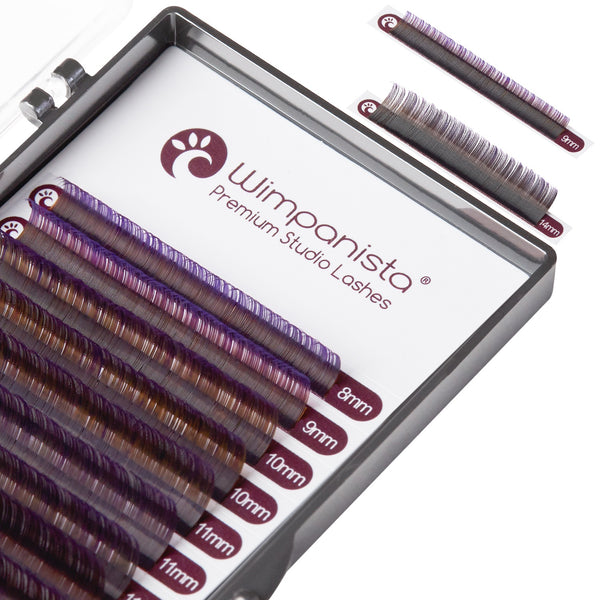 Wimpanista Ombré Lashes Rot – Seidenwimpern C Curl 0.07mm, 8-15mm Mix, 16 Streifen